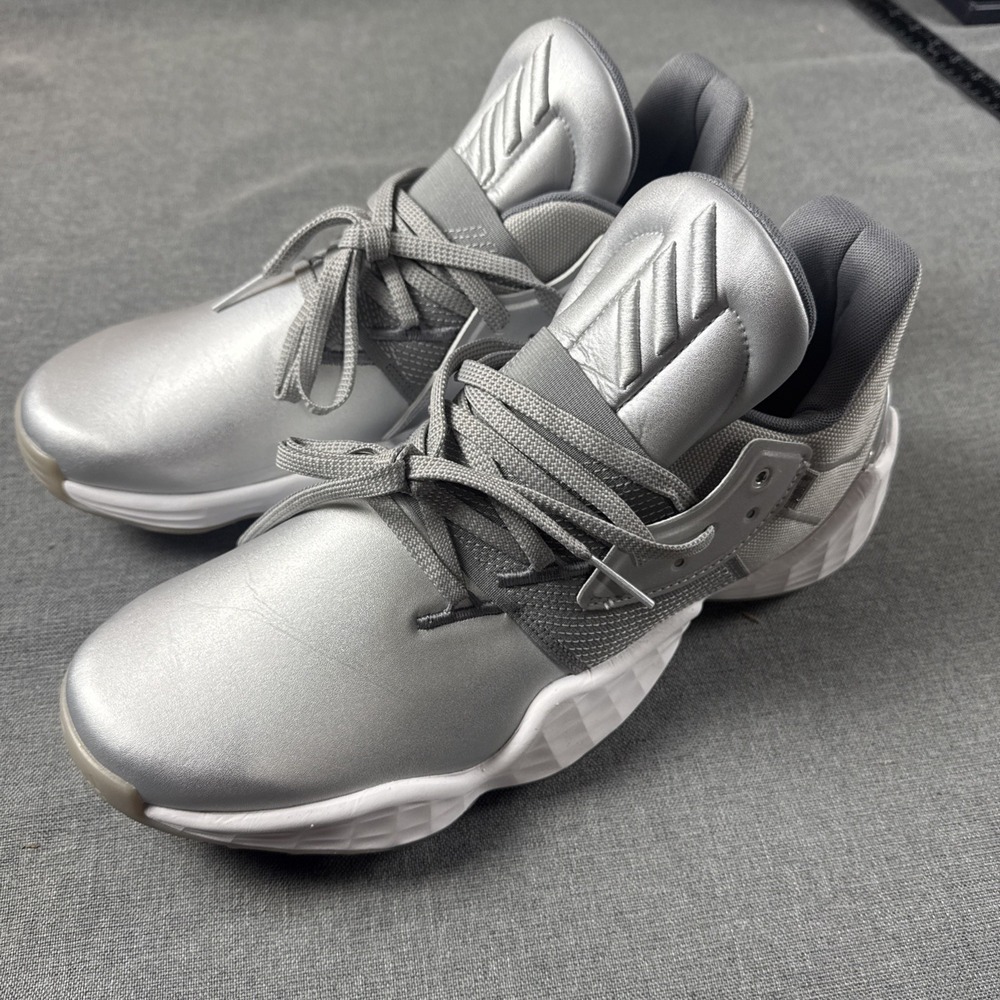 Adidas James Harden Vol. 4 Shoes GCA Silver Metallic Grey FW9482 Men's Size 12